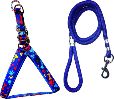 

Petshop7 Printed Fancy Padded Dog Harness & Leash Rope Set 0.75 inch -  (Chest Size : 22-25inch) Dog Harness & Leash(, Blue