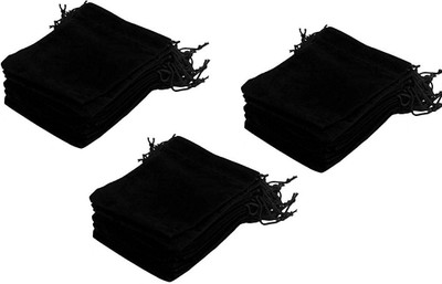 

SYGA Set of 10 Velvet Cloth Jewellery Pouches/Drawstring Bags for Jewellery Gift (Black) Pouch(Black)