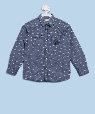 

Pepe Jeans Boys Printed Casual Blue Shirt, Indigo
