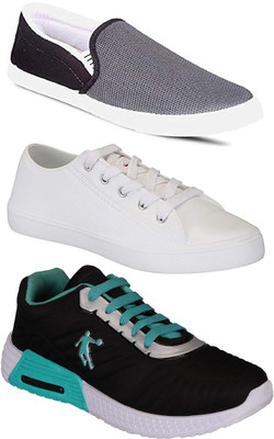 

Pexlo Combo Pack of 3 Casual & Sports Shoes (Loafers Shoes) Slip On Sneakers For Men(Grey, Black, Grey;white & black