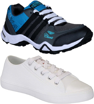 

Pexlo Combo Pack of 2 Casual & Sports Shoes (Running Shoes) Running Shoes For Men(Multicolor, Grey & white