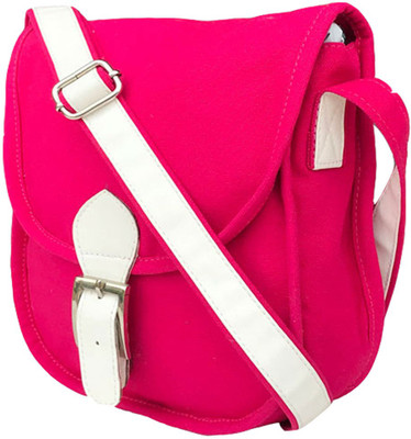 

Foonty Girls Casual Pink Canvas Sling Bag