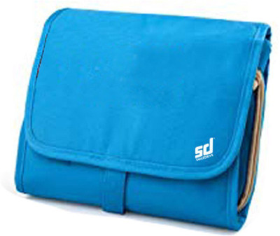 

Smiledrive Portable Cosmetics Travel Toiletry Bag Shaving Kit Storage Pouch with many compartments & hanging hook- For Men & Women. Small Travel Bag - Small(Blue)