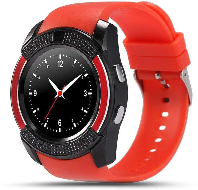 

AMBLINK V8 Smart Watch Bluetooth with Camera Touch Screen Pedometer Sedentary Reminder Sleep Monitor Instant Notification Anti-Lost smartwatch Smartwatch(Red Strap 30)