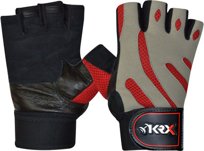 

KRX TERMINATOR With Wrist Support Gym & Fitness Gloves (M, Multicolor), Red/grey