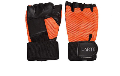 

ILARTE EASYFOT_BLACK Gym & Fitness Gloves (L, Orange, Blue, Brown, Black)