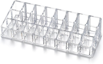 

Flyngo 24 Compartment Lipstick, Nail Polish Cosmetic Storage Holder Lipstick, Nail Polish, Makeup & Cosmetic Storage Organizer, Holder Display Stand Vanity Box(transparent)
