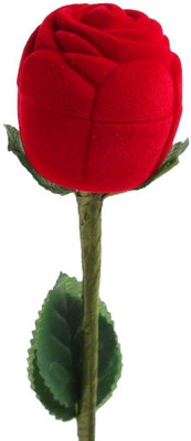 

IPP rosebx1 Velvet Red Rose Jewellery Ring Box, Without Ring, (Gift, Engagement) Vanity Box(Red)