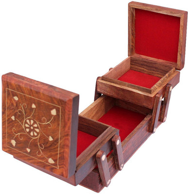 

sk handicrafts Wooden Jewellery Box Jewellery Vanity Box (Brown) 8 inc Jewellery Box Vanity Box(Brown)