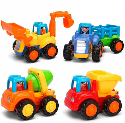 

Flipzon Toddler Baby Toy Push And Go Friction Powered Car Unbreakable Automobile Toy Set for Children Boys Girls Kids Gift- Tractor, Bulldozer, Mixer Truck And Dumper (Set of 4)(Multicolor)