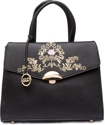 

Globus Embroidered Handheld Bag Multipurpose Bag(Black, 12 inch)