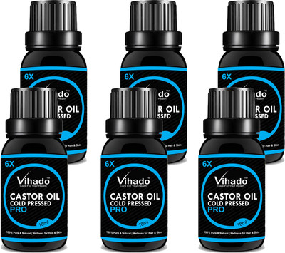 

Vihado Cold Pressed 100% Pure Castor Oil For Hair, Eyelashes, Nails, Body, Skin Care & Hair Care / Castor Oil For Hair Growth / Castor Oil For Beard Growth / Castor Oil For Skin Treatment For Women (6 pack of 18ml)(108 ml)