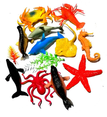 

MK Nawani Water World 11 Pic Water Animal + Plants Ocean/Water/Marine Animals Figures Set for Kids(Multi Colour) Bath Toy(Multicolor)
