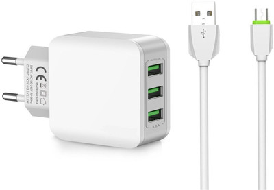 99Gems 3.4 A Wall Charger for Mobile with Detachable Cable(White, Cable Included)
