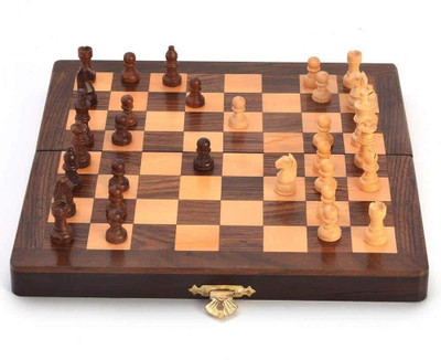 

rjd_traders WOODEN CHESS PREMIUM QUALITY 8 inch Chess Board(Brown)