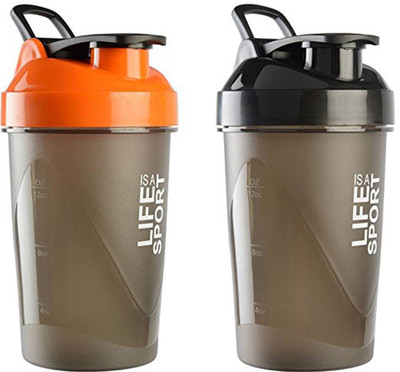 

Starglare LIFE IS A SPORT FINEST QUALITY SIPPER/SHAKER BOTTLE FOR BOYS AND GIRLS COMBO OF 2 500 ml Shaker(Pack of 2, Orange, Black), Black;orange