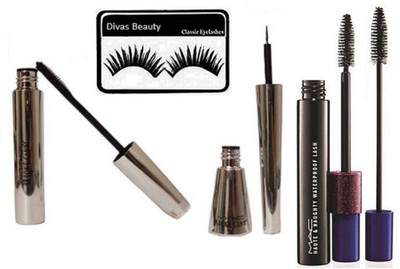 

divas beauty Eyelashes, Brooke Candy Eyeliner &Mascara, Mac Haute & Naughty Black Double Effect Mascara(Set of 4)