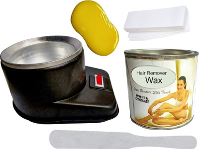 

S.Blaze GOOD QUALITY HAIR REMOVAL SKIN TOUCH WAXING KIT COMBO OF BLACK WAX HEATER + SPONGE + 550G HERBAL WHITE CHOCOLATE WAX + 50 WAX STRIPS + spatula(Set of 5)