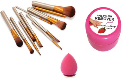

TheTopNotch Puff Sponge With Brush Set & Nail Paint Remover Pad(Set of 3)