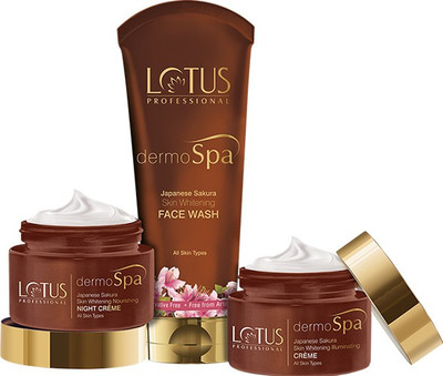 

Lotus Professional Dermo Spa Japanese Sakura Skin Whitening ( Day creme 50 gm+ Night Creme 50gm+ Face Wash 80 gm)( set of 3)(Set of 1)
