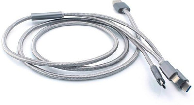 

Suroskie Fiber 3 in 1 USB Charging Cable with 8 Pin Lightning, USB Type C, Micro USB Fiber Optical Cable(Compatible with All Smartphones, Multicolor)