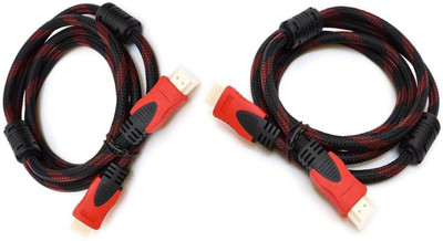 RedDiamond Premium Quality Full Copper 1.4V HDMI Cable 1.5M Meter Male to Male Adapter High Speed 1080P Gold Plated Connector 3D HD TV LCD LED Projector Audio Vedio Pak of 2 HDMI Cable(Multicolur)