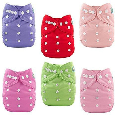 

Alvababy Baby Cloth Diapers 6 Pack with 12 Inserts Adjustable Washable and Reusable Pocket Diapers for Baby Girls 6BM88 - S(6 Pieces)