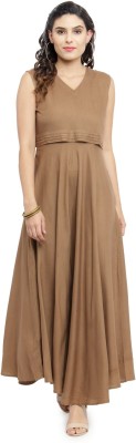 indibelle Women A-line Brown Dress