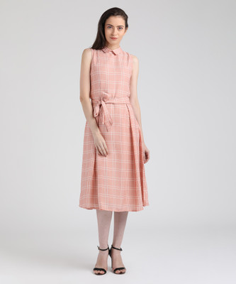 Tokyo Talkies Women A-line Pink Midi/Calf Length Dress