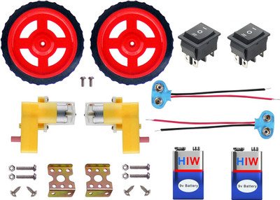 

Kit4Curious BO Motor Wheel Clamp 2-set with DPDT switch, battery and instruction manual Educational Electronic Hobby Kit