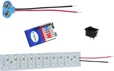 

Kit4Curious LED light Strip with 9v battery, connector and switch with instruction manual Educational Electronic Hobby Kit
