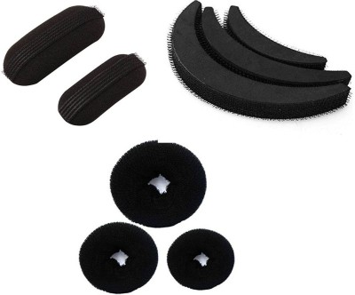 NATTH Set of 10 Hair Accessories 3 Donuts 1 Volumizer 1 Banana Bumpit for puff & bun Hair Accessory Set(Black)