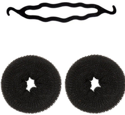 

JAGTEK Hair Accessories / Hair Donut Bun Maker 2 pcs Medium Size 1 pcs juda Maker Easy to use At Home Bun(Black)