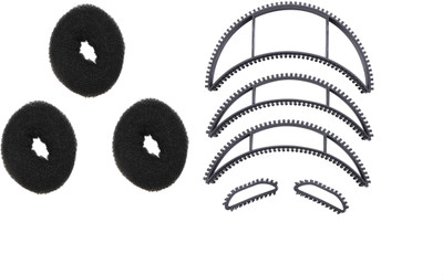 

BELLA HARARO 8 pc Hair Volume Puff, Bun Maker Hair Styling Tools Hair Accessory Set(Black)