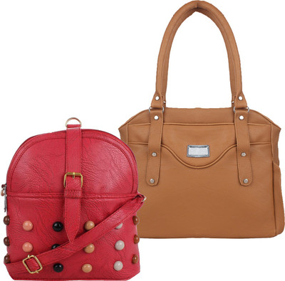 

Element Cart Shoulder Bag(Pink, Brown), Brown;pink