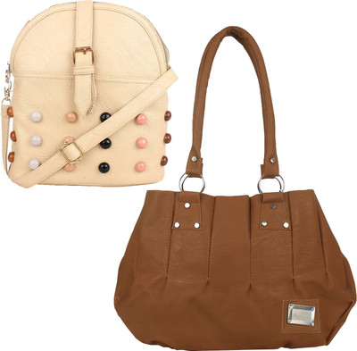 

Element Cart Sling Bag(Brown, Beige), Beige;brown