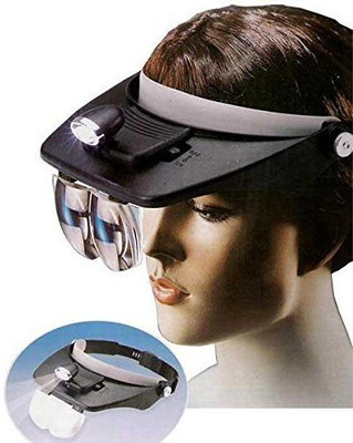

Protos India.Net Adjustable Cap 2 LED Lamp 4 Replaceable Lens 3.5X Headband Magnifier(Black)