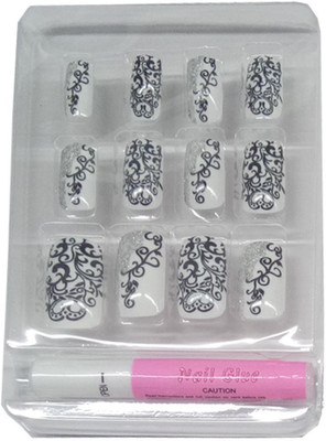 

nerr Set Of 12Pc Personal Reusable French Long Acrylic False Fake Nails Color DIY Decoration Artificial Nail art Tip Accessory(multicolor)