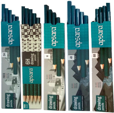 

Apsara 8B DRAWING PENCILS+4B DRAWING PENCILS+H DRAWING PENCILS+3H DRAWING PENCILS+6H DRAWING PENCILS Pencil(Set of 5, Multicolor)