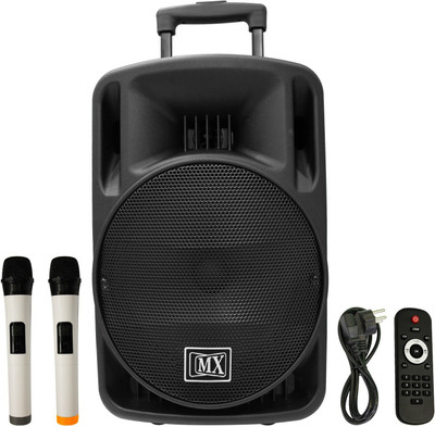

MX Premium 10 inches Portable Multimedia Trolley Speaker With Speaker stand and Built-in Amplifier Battery Bluetooth Usb Radio Fm Sd Card Aux Input & 2 Wireless Microphone Remote - 3710MR MX3710-MR Indoor, Outdoor PA System(80 W)