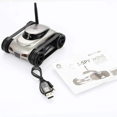 Adraxx i-spy Mini Tank App Controlled Wireless Spy Tank with 0.3 MP Video Camera and 777-270 Wi-Fi(BG977225B_Gray)(Grey)