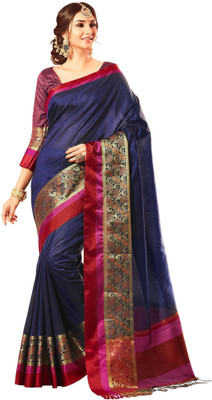 M.S.Retail Woven Kanjivaram Dupion Silk Saree(Multicolor) at flipkart