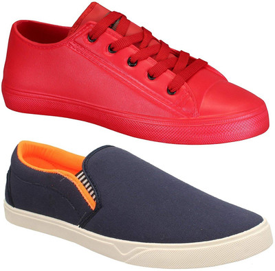 

Chevit Combo Pack of 2 Casual Shoes (Loafers Shoes) Sneakers For Men(Red, Blue