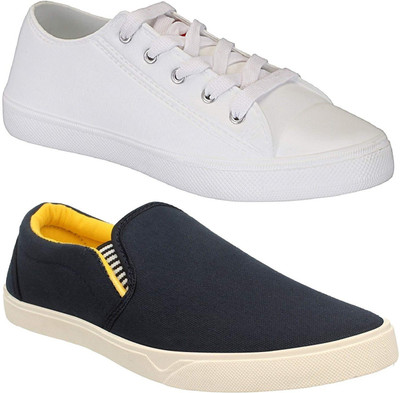 Chevit Combo Pack of 2 Casual Shoes (Loafers Shoes) Sneakers For Men(White, Blue