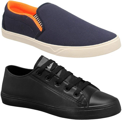 

Chevit Combo Pack of 2 Casual Shoes (Loafers Shoes) Sneakers For Men(Black