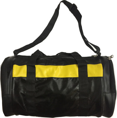 

KING FITNESS PRO GYM BAG FOR ALL FOAM LEATHER LOOK BLACK YELLOW GYM BAG(Black, Kit Bag)