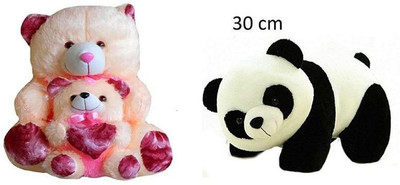 

ZOONIO Pink & Cream Baby Teddy (70 cm )And Get A Free white & Black Panda 30 cm - 30 cm(Black)