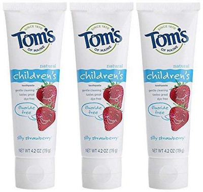 

Tom's Of Maine Natural Fluoride Free Children's Toothpaste, Silly Strawberry, 4.2 Ounce, 3 Count Toothpaste(75 g, Pack of 3)