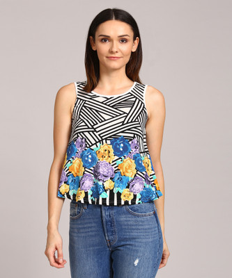 AND Casual Sleeveless Printed Women Multicolor Top