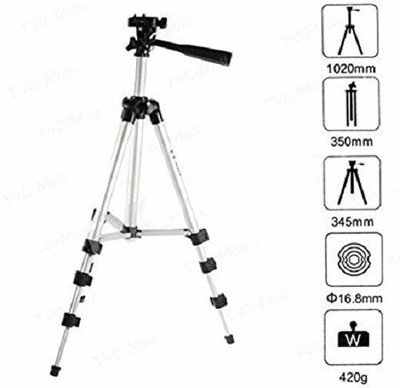 

Prajo Tripod-3110 40.2 Inch Portable Camera Tripod With Three-Dimensional Head & Quick Release Plate Tripod(Silver, Supports Up to 2000 g)